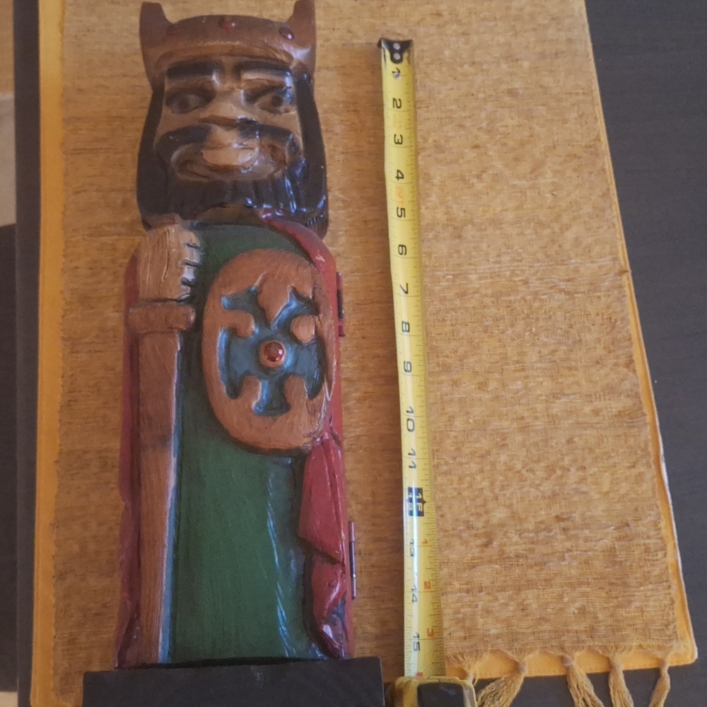 Vintage Hidden Bottle Holder - Mid Century Wood Carved Knight Figure/Italy